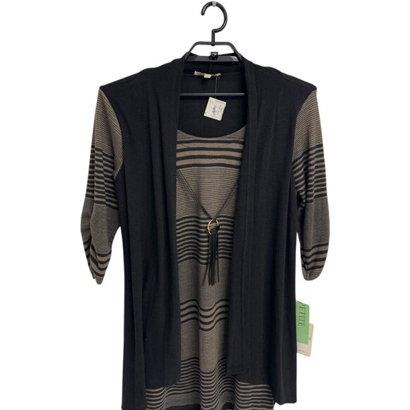 Haani New York knit top with cardigan vest with Necklace petite size PL - Picture 10 of 10